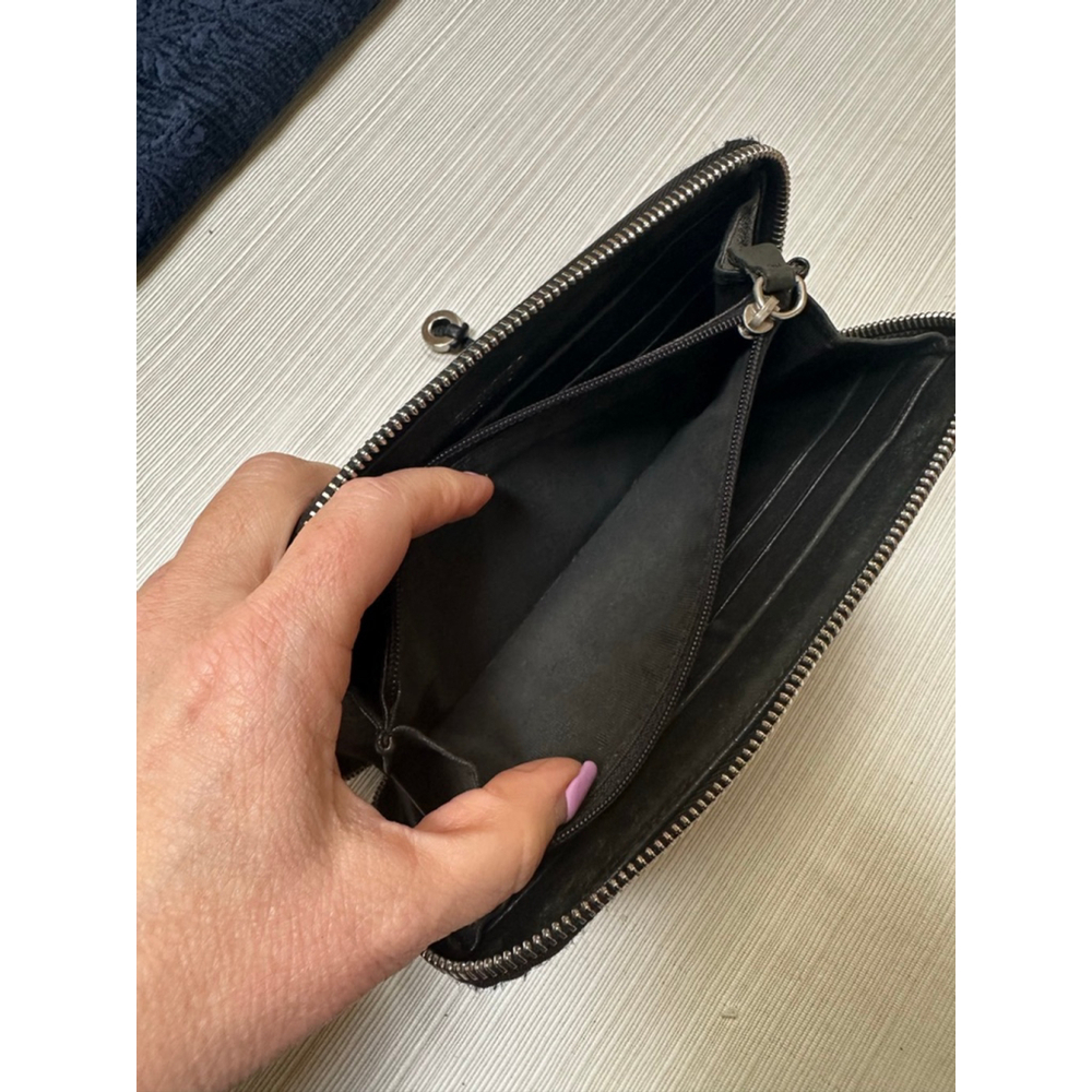 Jimmy Choo Black Silver Star Studded Leather Zip Around Long Wallet - Picture 15 of 15